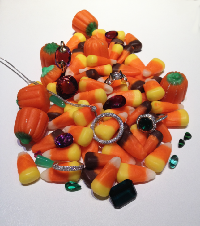 Happy Halloween, Candy Corn, Gems and Jewelry